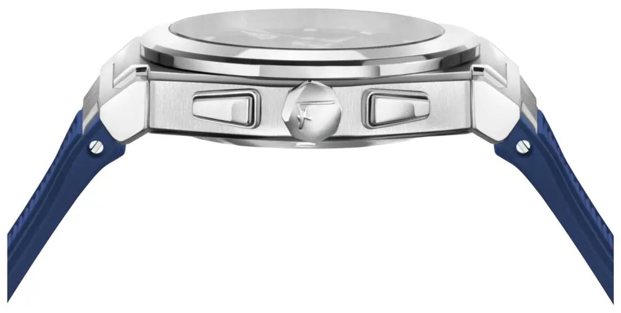 Salvatore Ferragamo Uhr Unisex Vega Chrono Silicone Silber und Blau SF5D00225