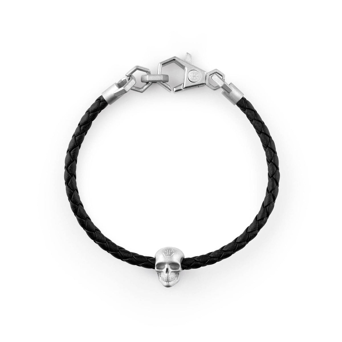 Philipp Plein Herren Armband LINKED schwarz silber Leder PJYEA13BU