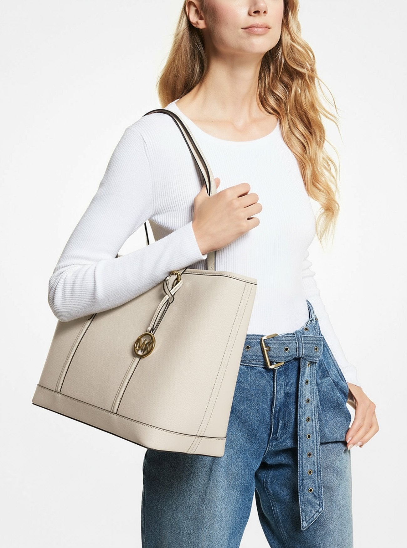 Michael Kors Tote Bag Damen Jet Set Travel Large LT Cream 35F0GTVT9L