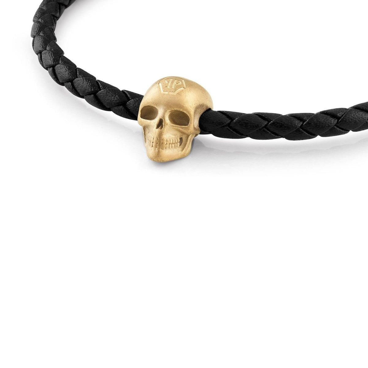 Philipp Plein Herren Armband LINKED Leder Gold Schwarz PJYEA14BU