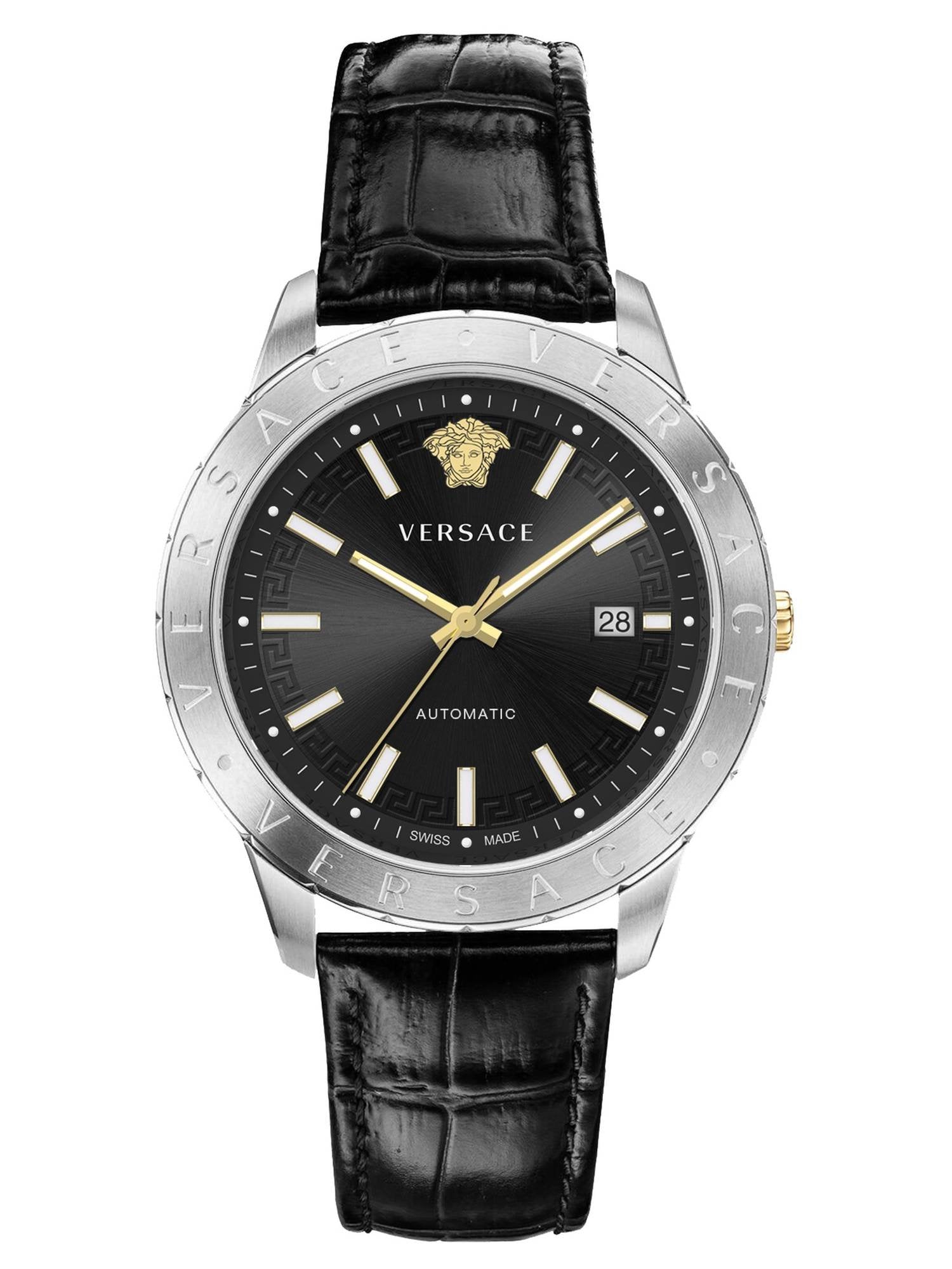 Versace Herren Armbanduhr  Univers 43 mm Datumsfenster Armband Leder VE2D00221