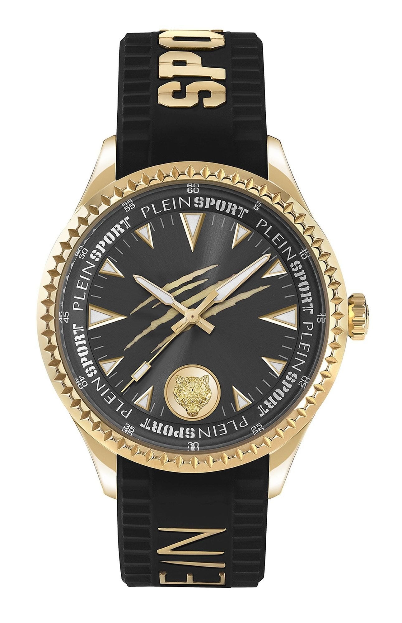 Plein Sport Herren Uhr LINEMAN PS5BA0324 Gelbgold Schwarz Silikon 45 mm