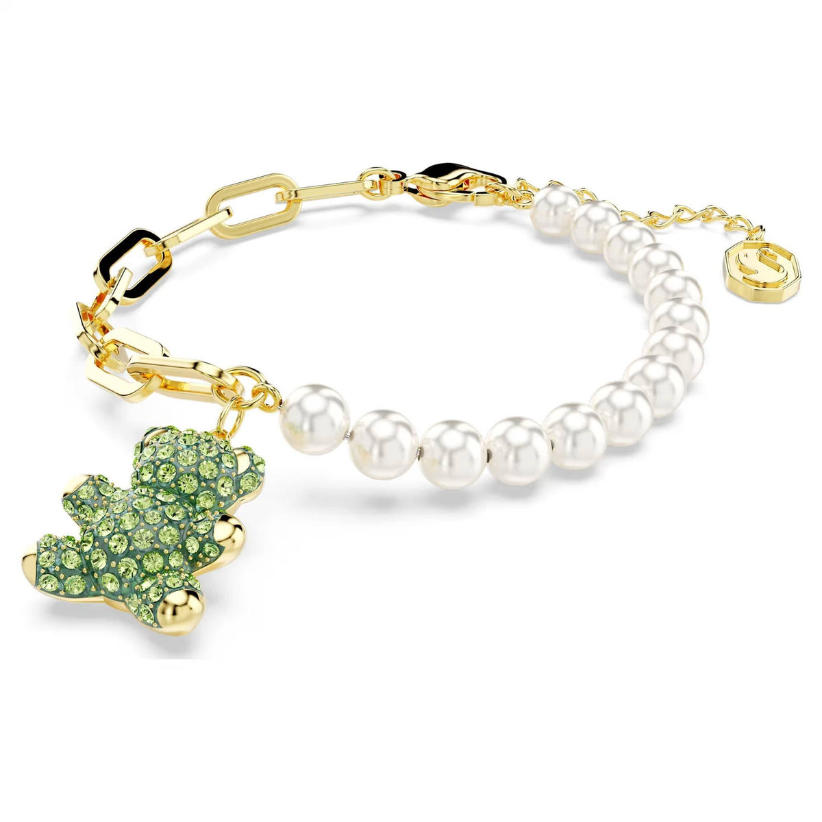 Swarovski Schmuck Armband Unisex Teddy Bracelet Crystal Pearl Bear Grün Goldfarben 5669167