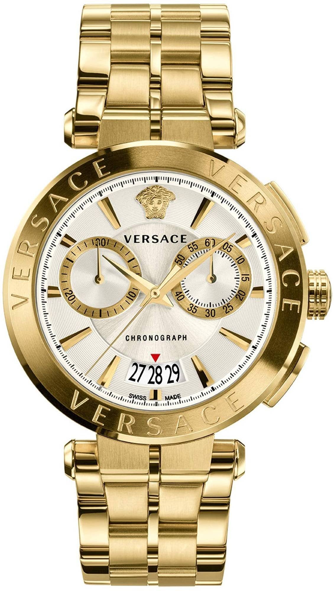 Versace Aion Chronograph Herrenuhr Gold Armband Edelstahl 45mm VE1D004 19