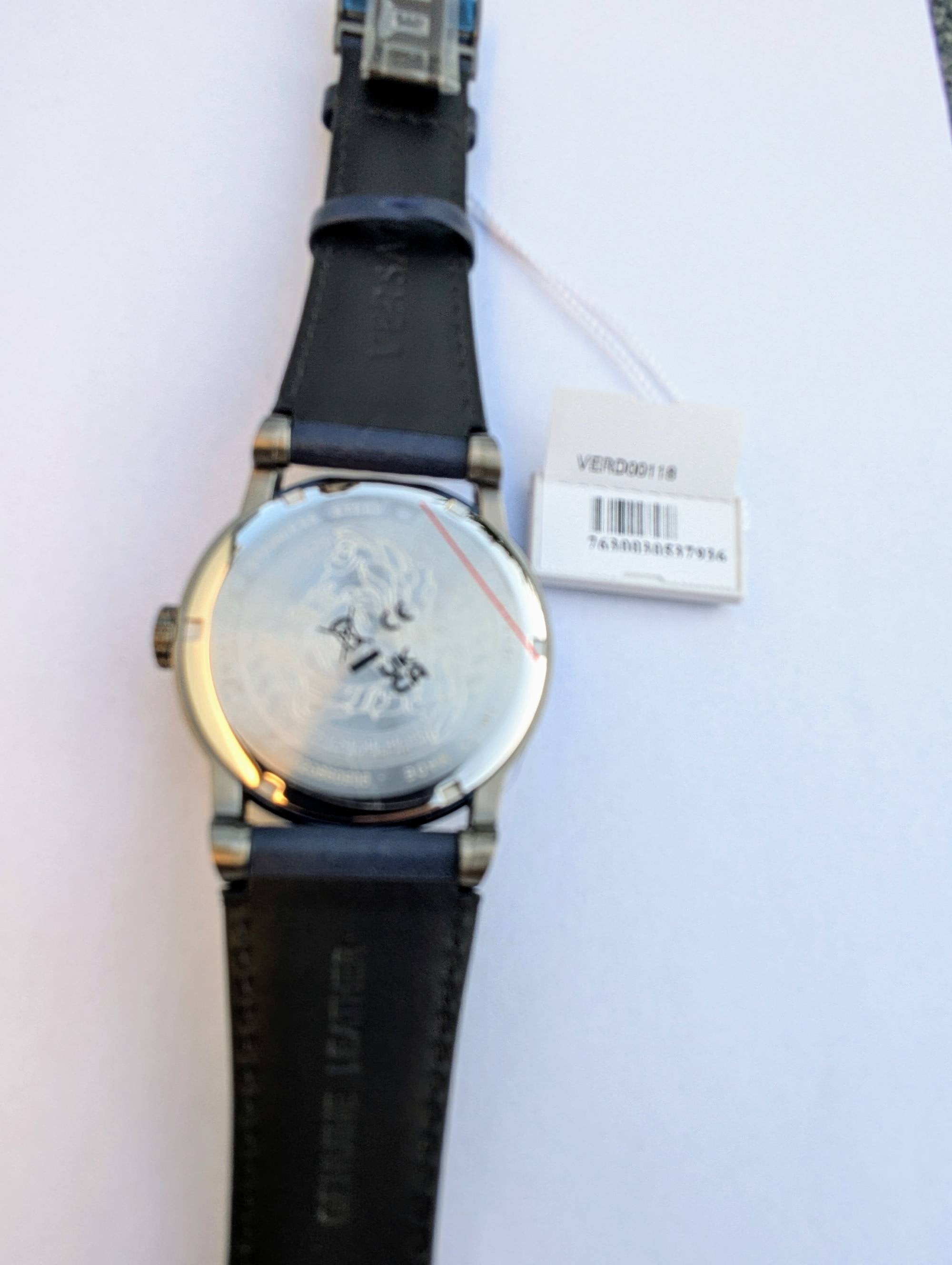Versace Palazzo Empire Herrenuhr Blau Leder Grau Stahlgehäuse 43mm VERD00118