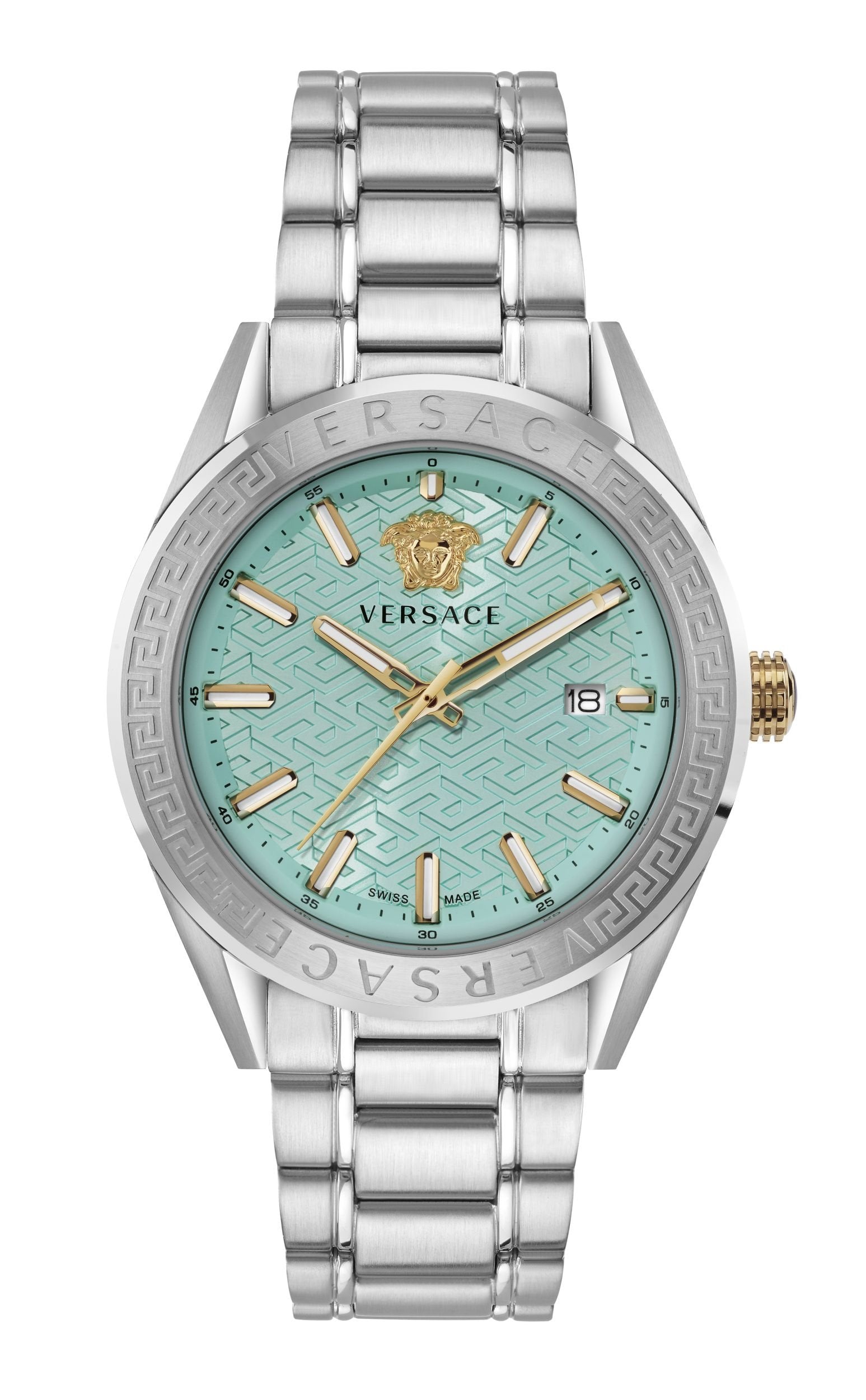 Versace Herrenuhr V-Code Hellblau Edelstahl 42 mm VE6A00825