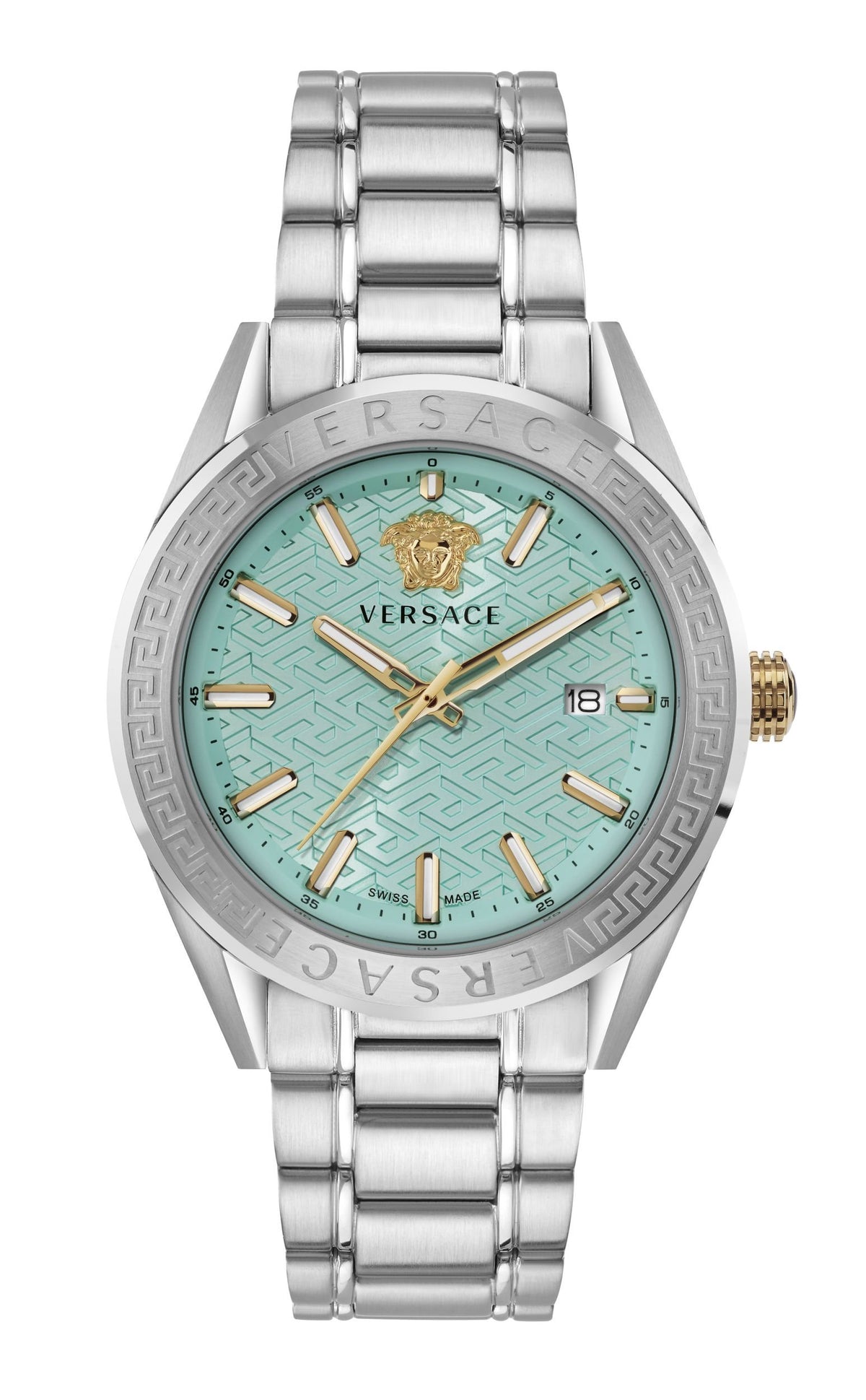 Versace Herrenuhr V-Code Hellblau Edelstahl 42 mm VE6A00825
