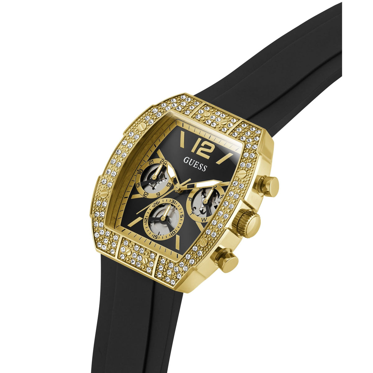 guess Armbanduhr Herren Phoenix Quantum Schwarz Gold GW1069G2