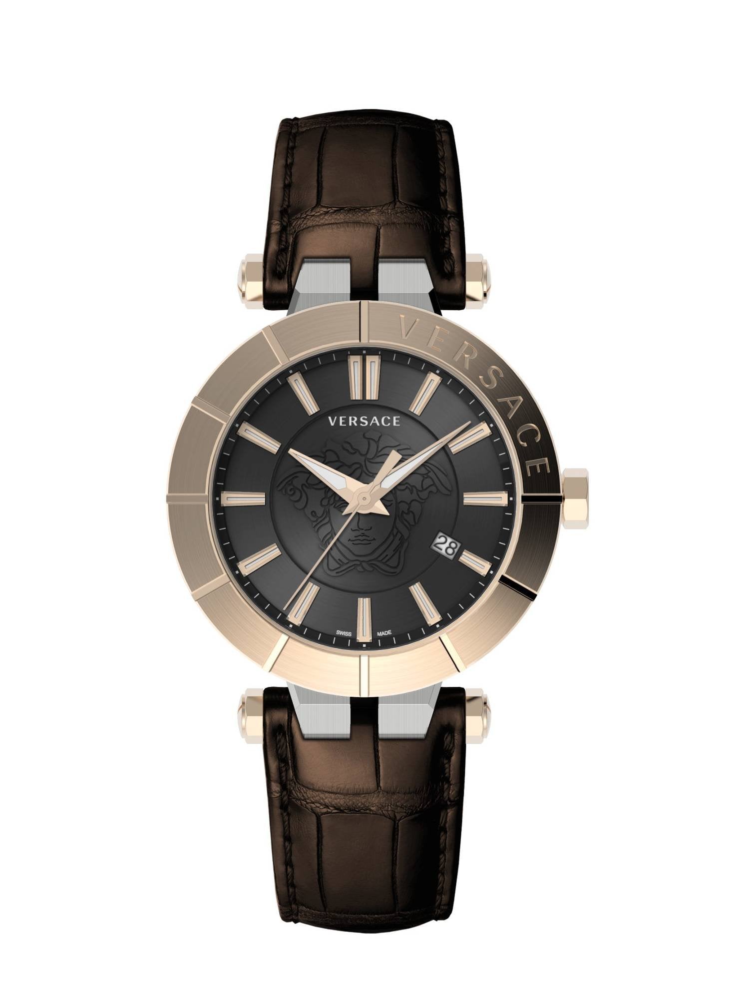 Versace Herren Armbanduhr  V-Race Restyling 42 mm Datumsfenster Armband Leder VE2B00221