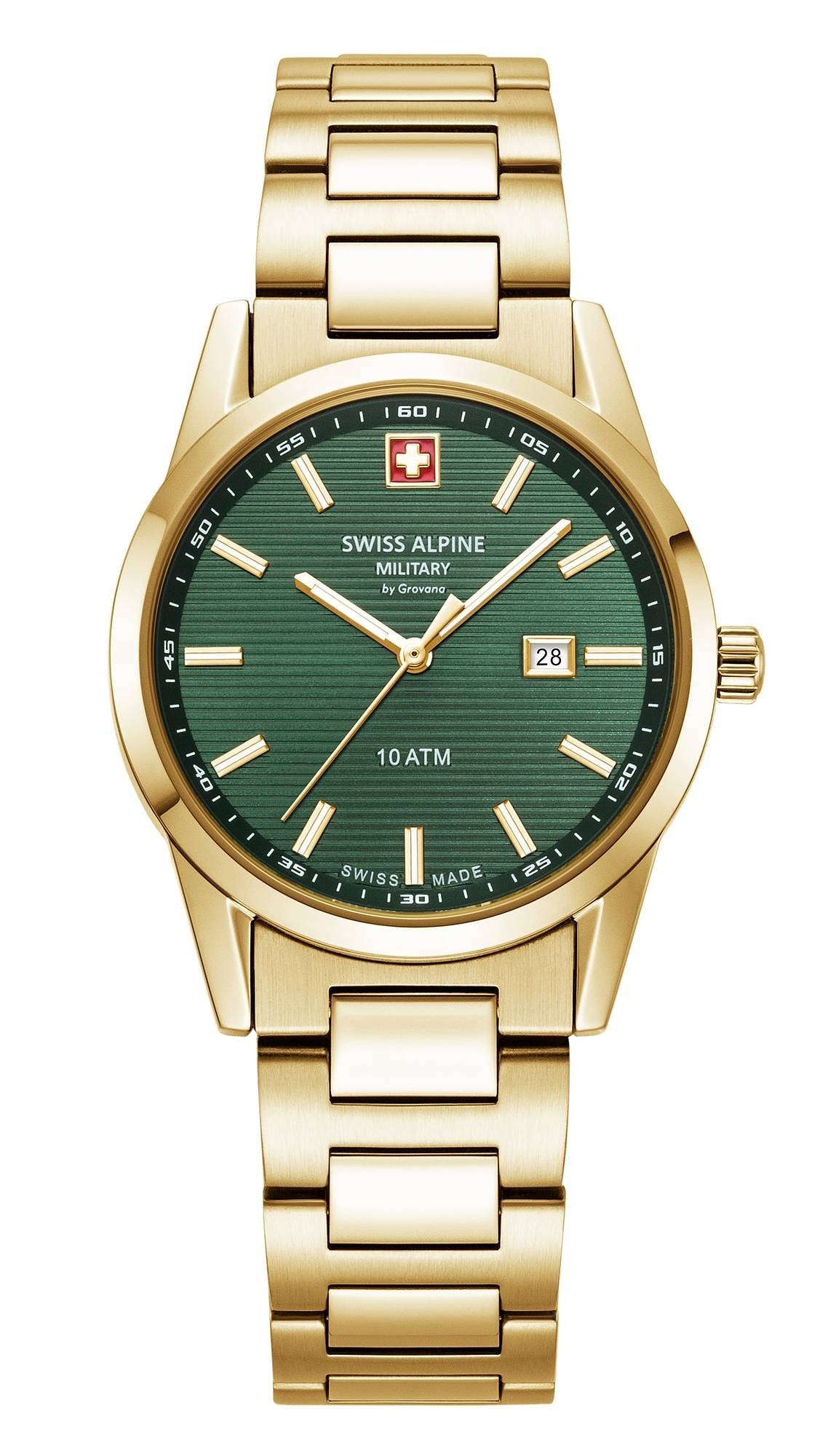 Swiss Alpine Military Damenuhr Argos gold grün 34mm 7767.1114