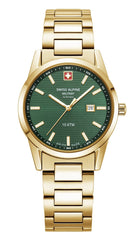 Swiss Alpine Military Damenuhr Argos gold grün 34mm 7767.1114