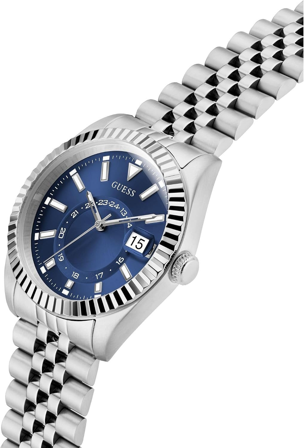 Guess Armbanduhr Herren Jaden Silver Tone Multi-function Date Watch Silber GW0977G1