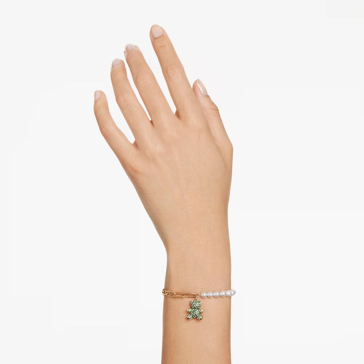 Swarovski Schmuck Armband Unisex Teddy Bracelet Crystal Pearl Bear Grün Goldfarben 5669167