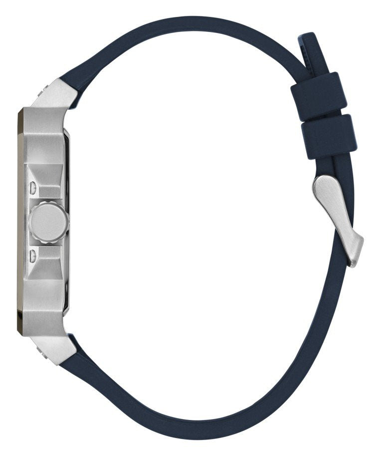 Guess Herren Armbanduhr Multifunktionsuhr Skeleton Leo blau, silber GW0637G1