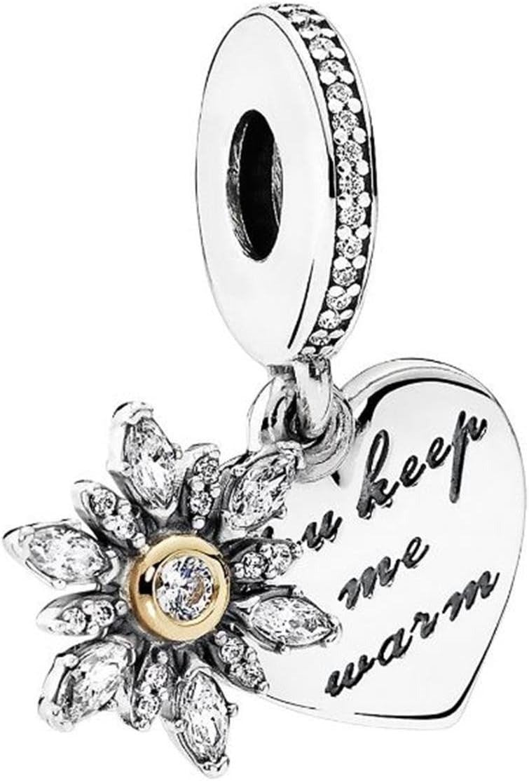 Pandora Charm Damen Schneeflocken Herz Bicolor 792012CZ