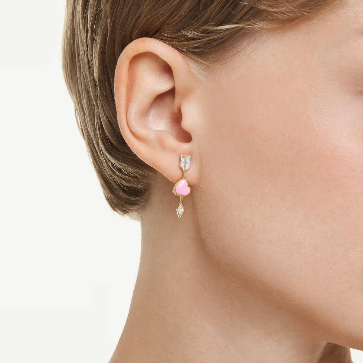 Swarovski Ohrhänger Damen Idyllia Herz mit Pfeil Weiß Goldlegierungsschicht 5737295