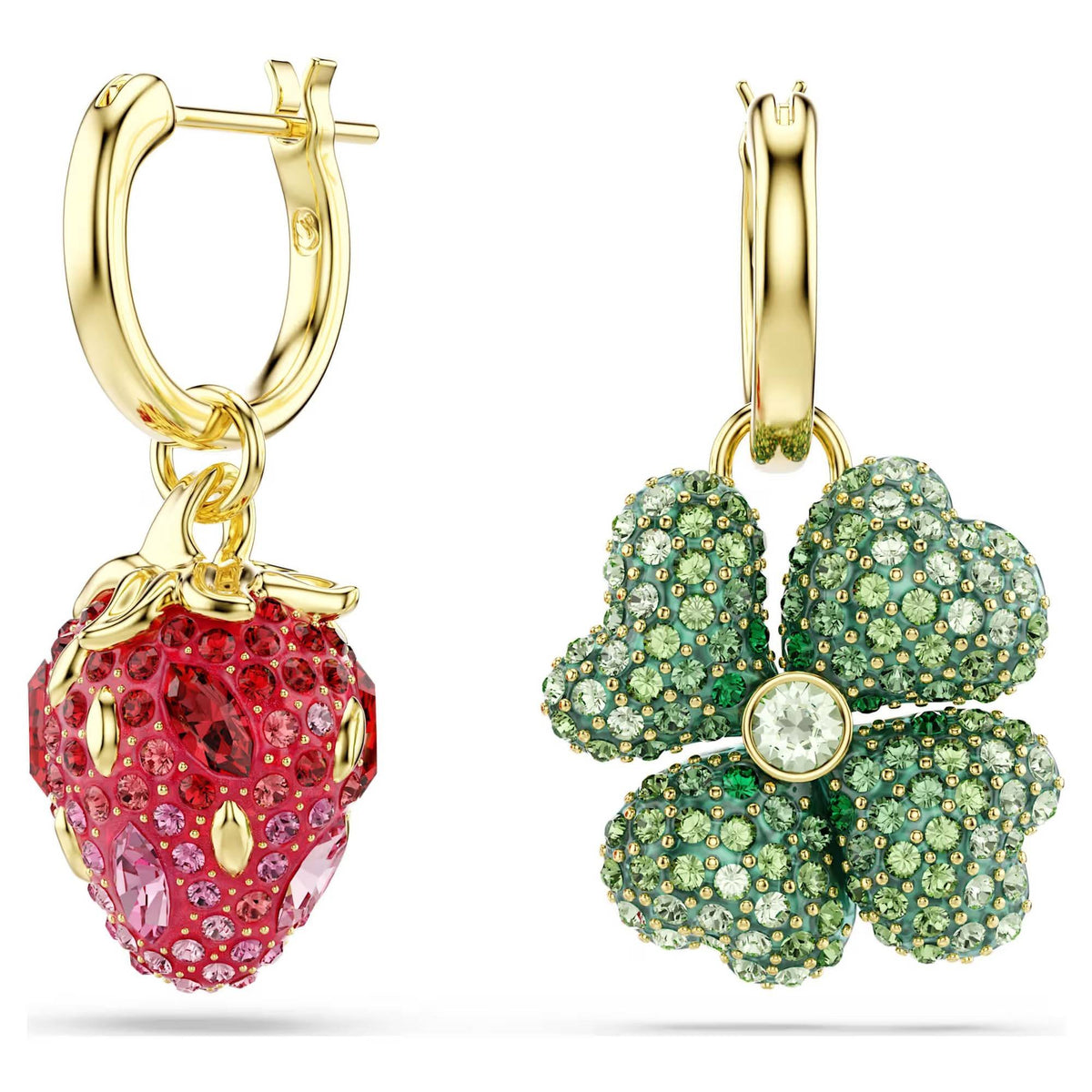 Swarovski Ohrringe Damen Idyllia Drop Ohrhänger Set Marienkäfer Klee Erdbeere Mehrfarbig 5742681