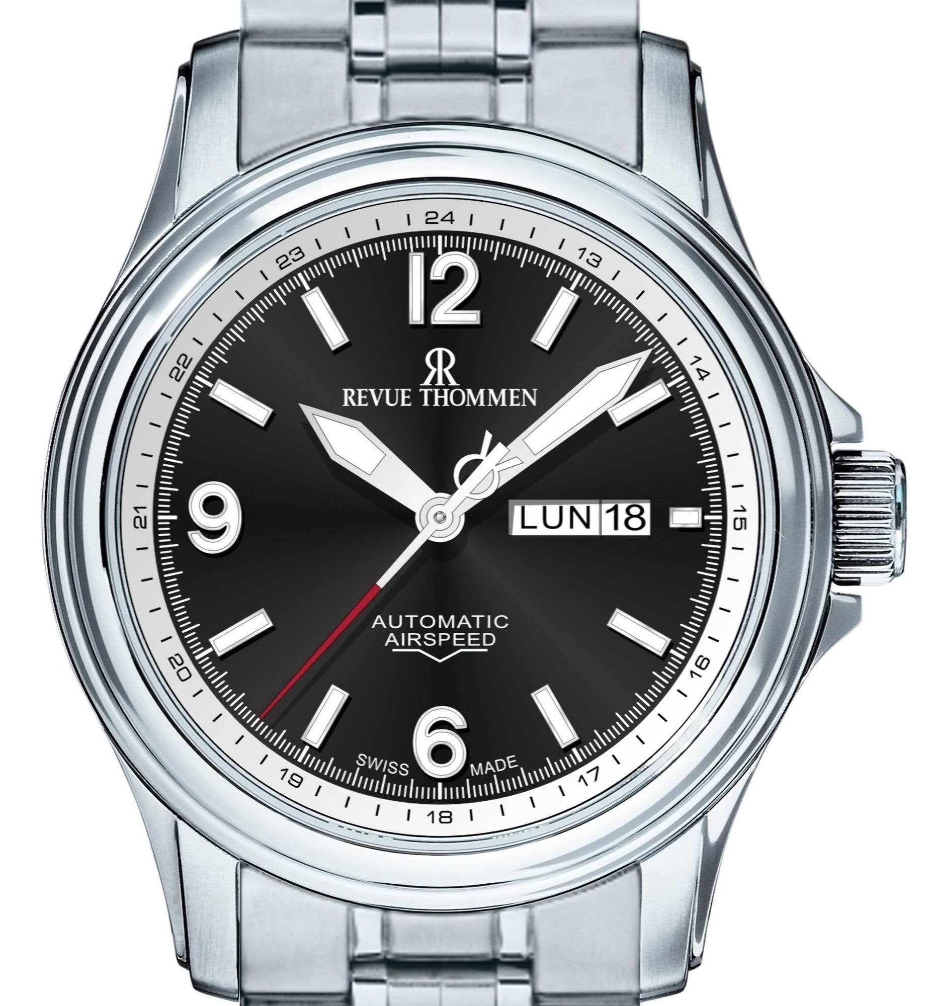 Revue Thommen Armbanduhr Unisex Automatik Airspeed 16040.2437 Schwarz Silber