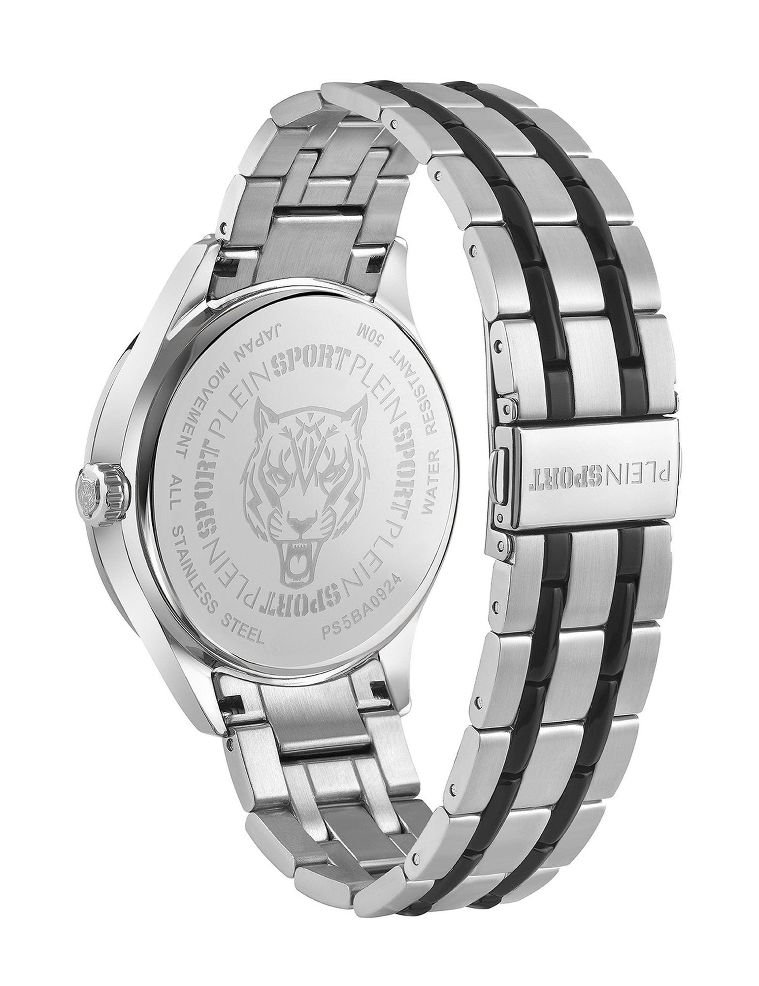 Plein Sport Herren Uhr LINEMAN PS5BA0924 Edelstahl Silber Schwarz 45 mm