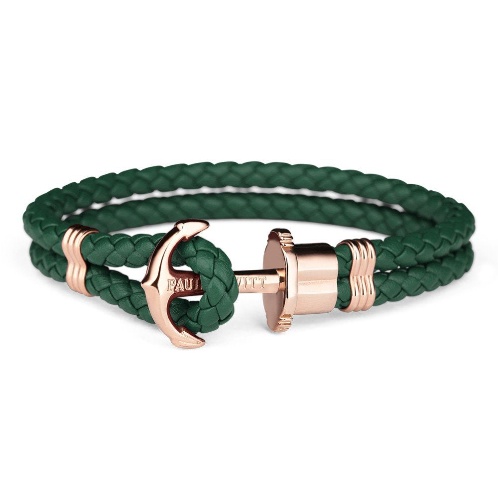PAUL HEWITT Lederarmband Leder Roségold Grün PH-PH-L-G-G