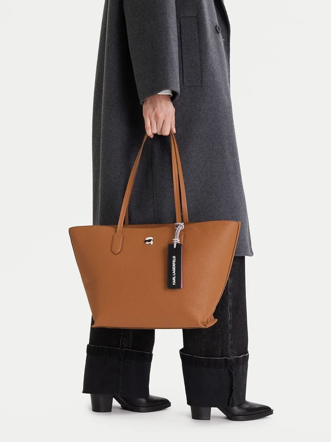 Karl Lagerfeld Shopper Damen Ikon Pebble Tote Dark Tan Braun A4W30002 1UR