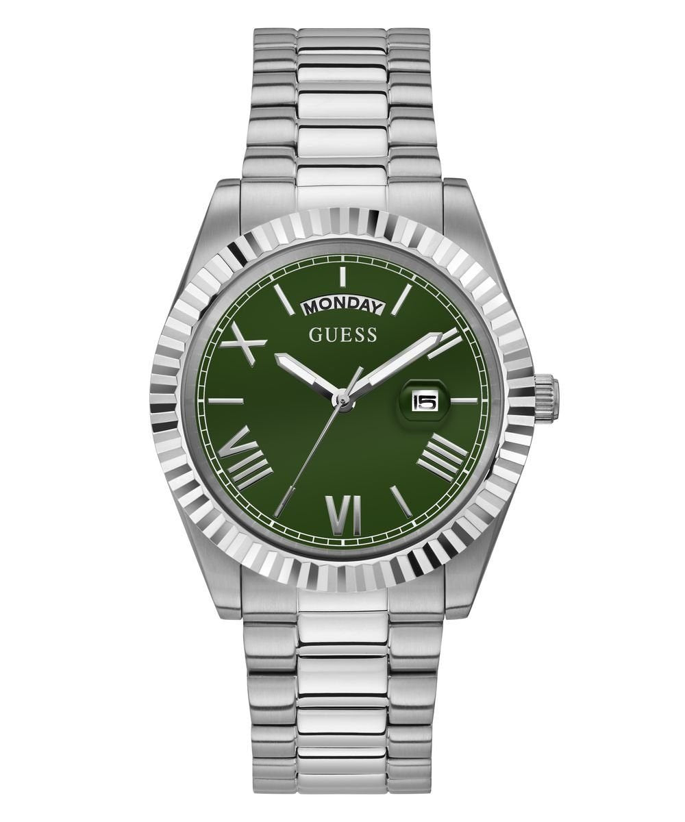 Guess Herrenuhr Connoisseur Edelstahl silber, grün 42 mm GW0265G10