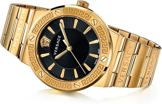 Versace Damenarmbanduhr GRECA LOGO 38 D/BLK B/IP2N YELLOW GOLD- IP1N BRACEL