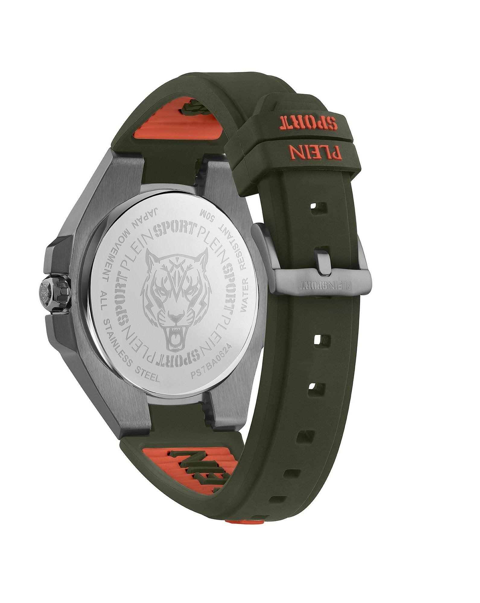 Plein Sport Uhr Herren TIGERMASTER PS7BA0624 Grün / Grau / Silikon