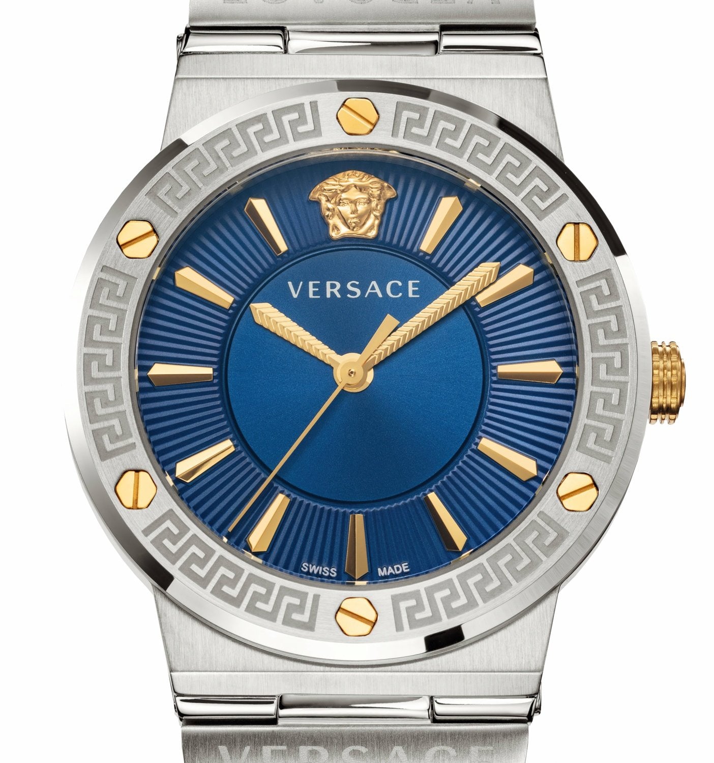 Versace Damen Armbanduhr VEVH00120 Blau 38 mm Quarz Greca Logo