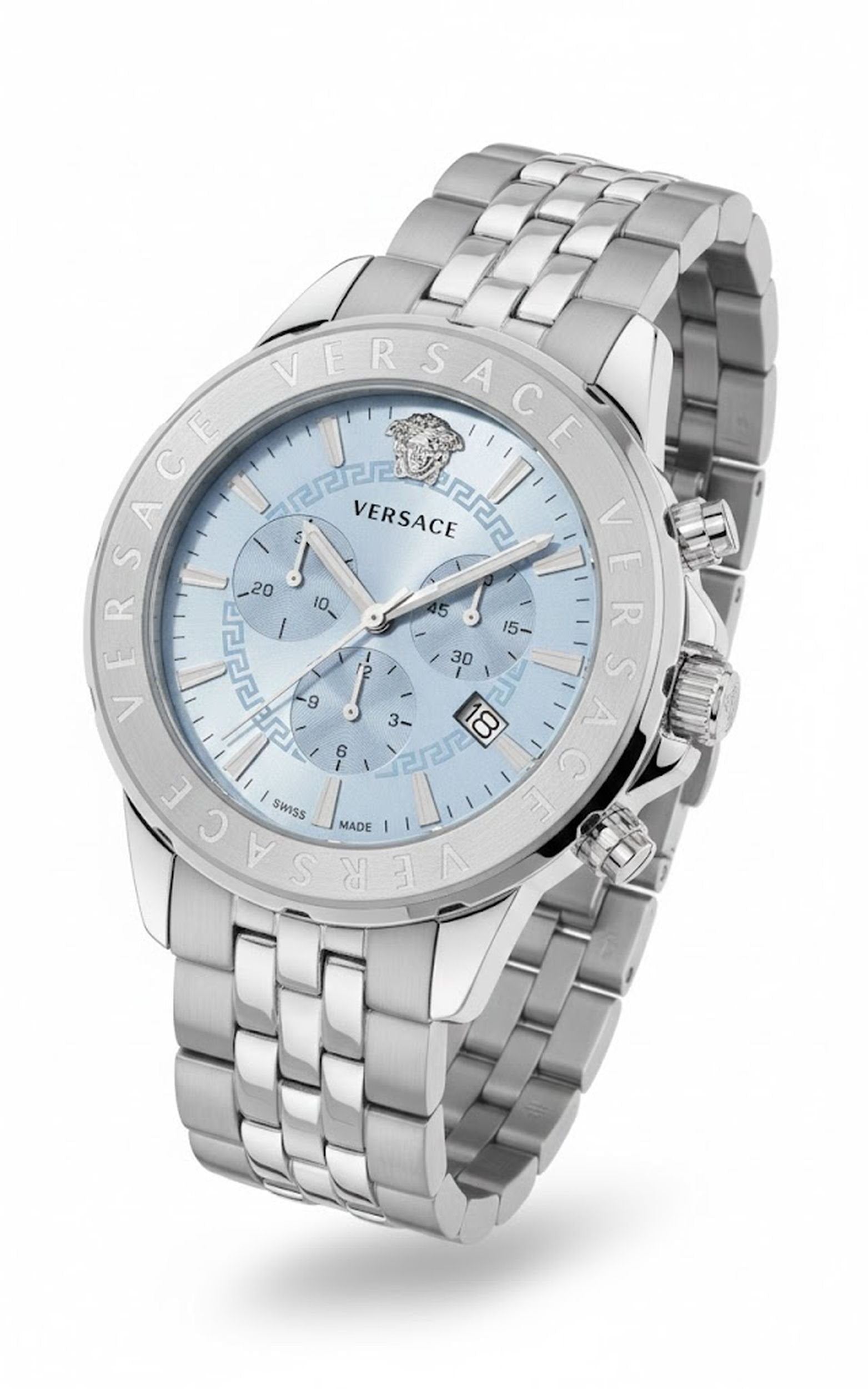Versace Herren Armbanduhr Chrono Signature Blau Silber VEV602325