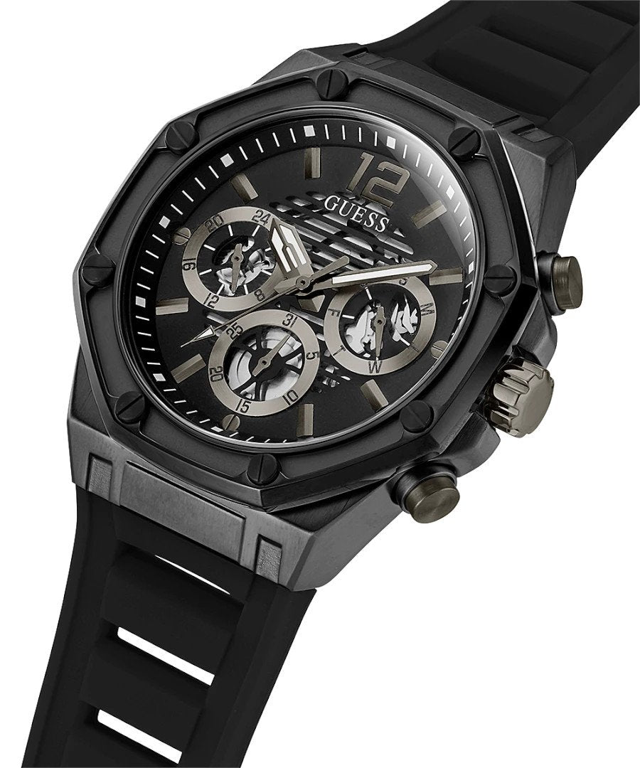 Guess Herren Armbanduhr Multifunktionsuhr Momentum schwarz 44 mm GW0263G4