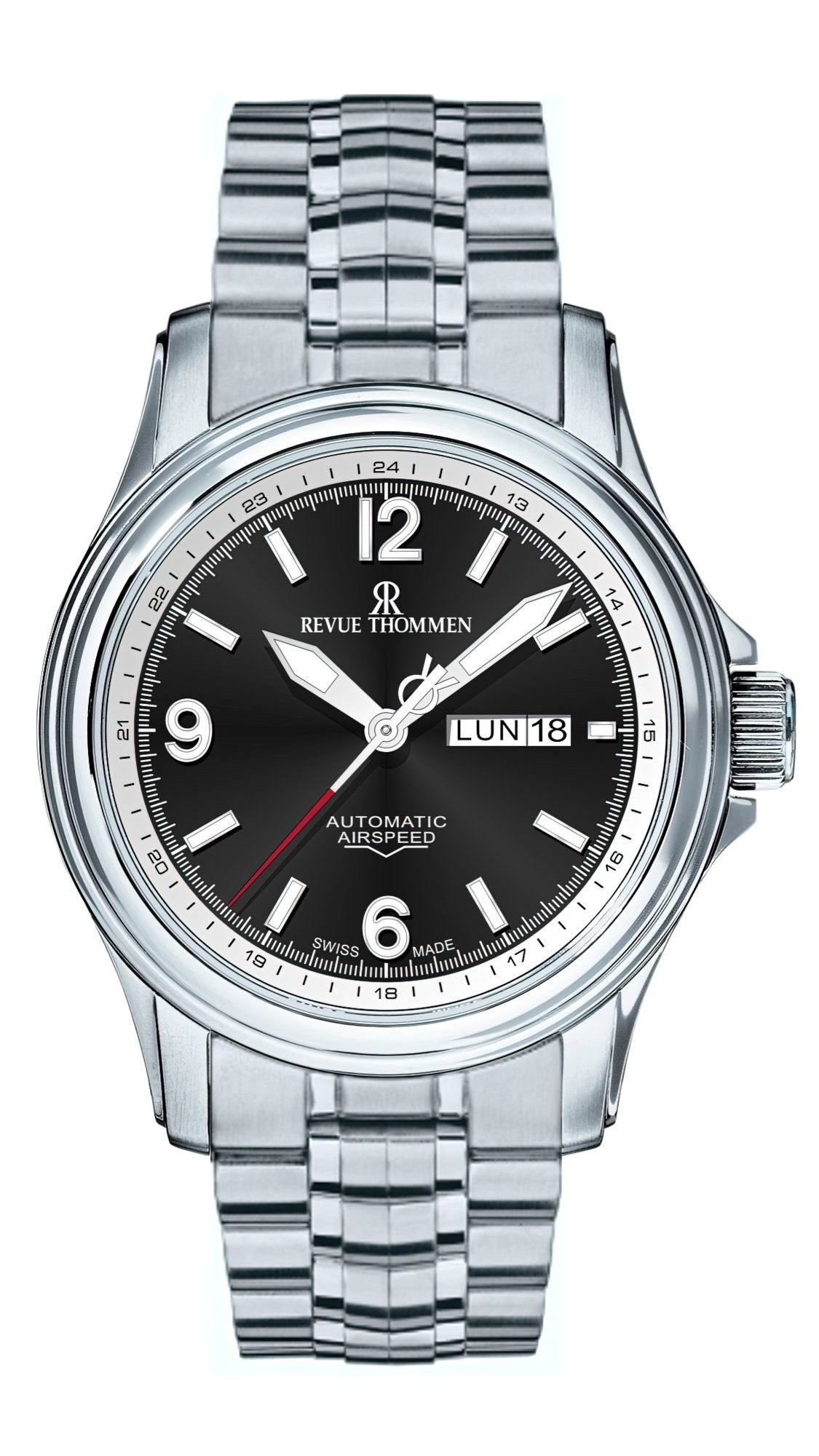Revue Thommen Armbanduhr Unisex Automatik Airspeed 16040.2437 Schwarz Silber