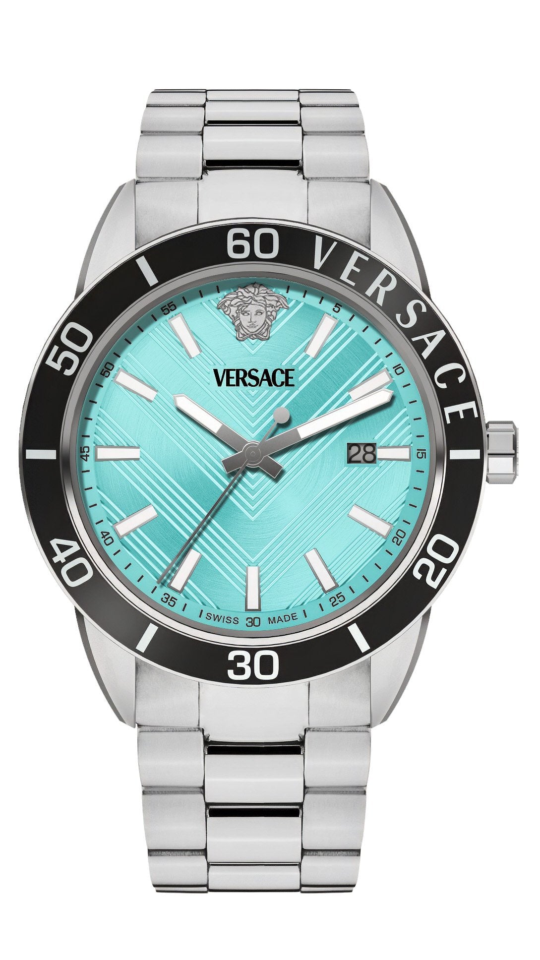 Versace Herren Armbanduhr Greca Urban Türkis Silber VEYCA0324