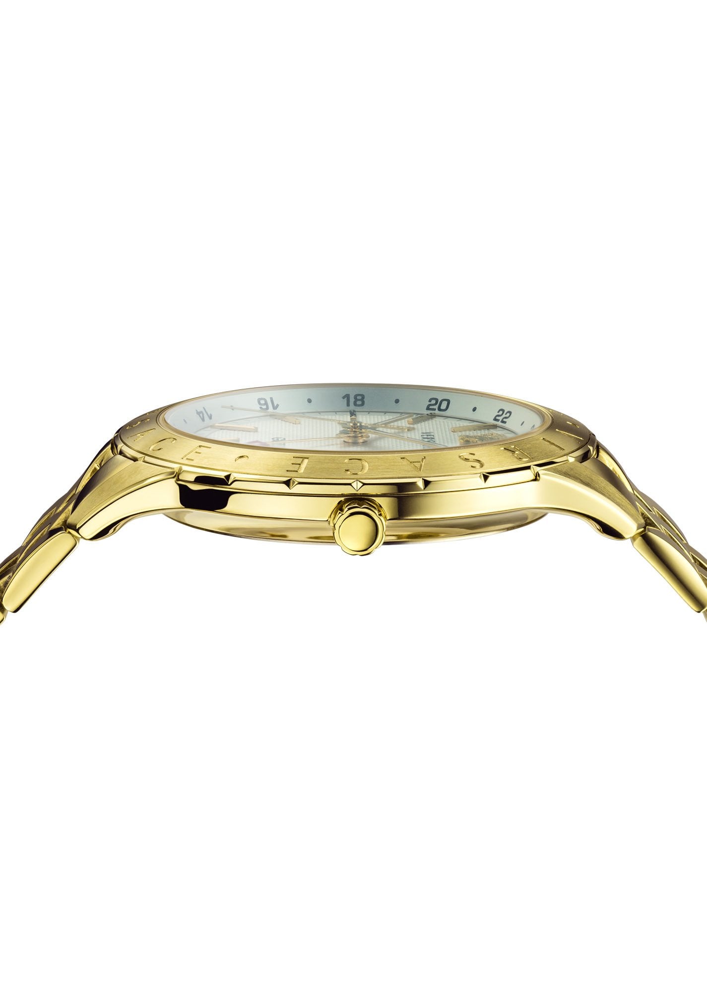 Versace Univers Herrenuhr Champagne  UNIVERS Steel Strap Weißes Zifferblatt GMT 43mm VEBK00518