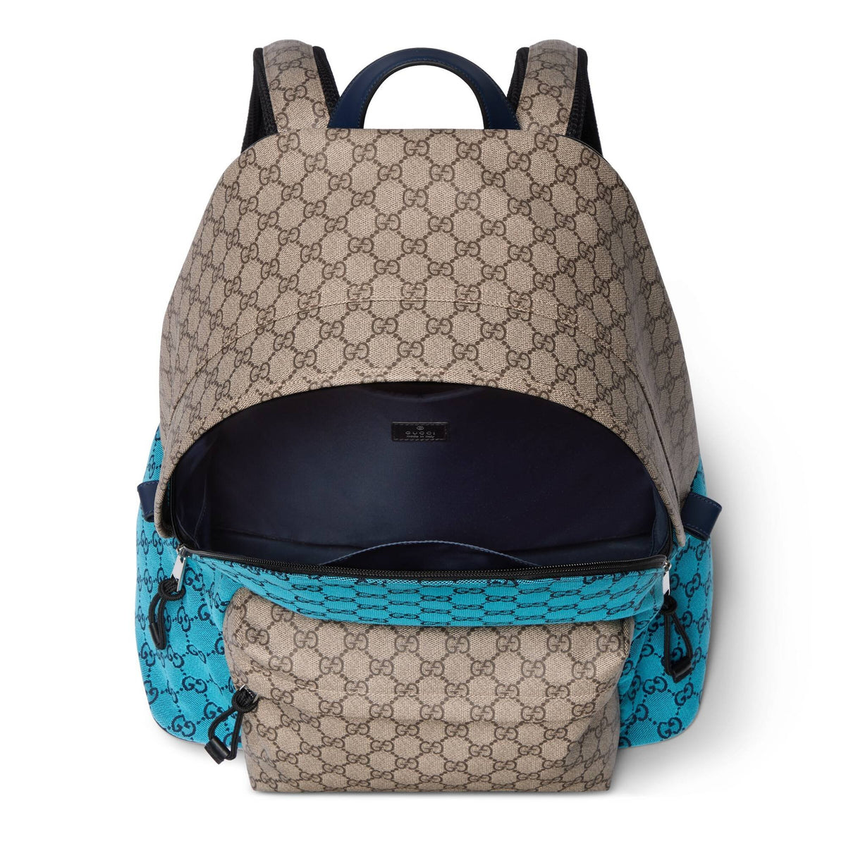 Gucci Rucksack Herren Match Medium GG Rucksack Hellblau Beige 856952 FAFL3 4542