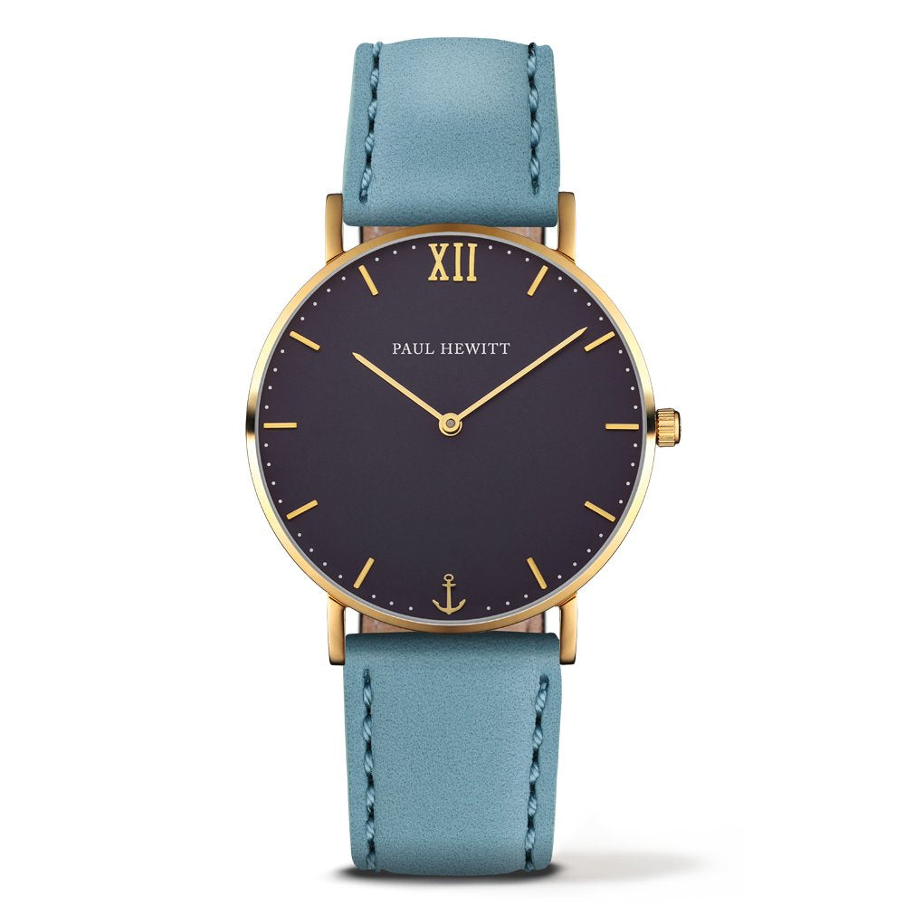 PAUL HEWITT Damen Armbanduhr Sailor Line Lederaramband Blue Lagoon PH-SA-G-St-B-23S-VOR