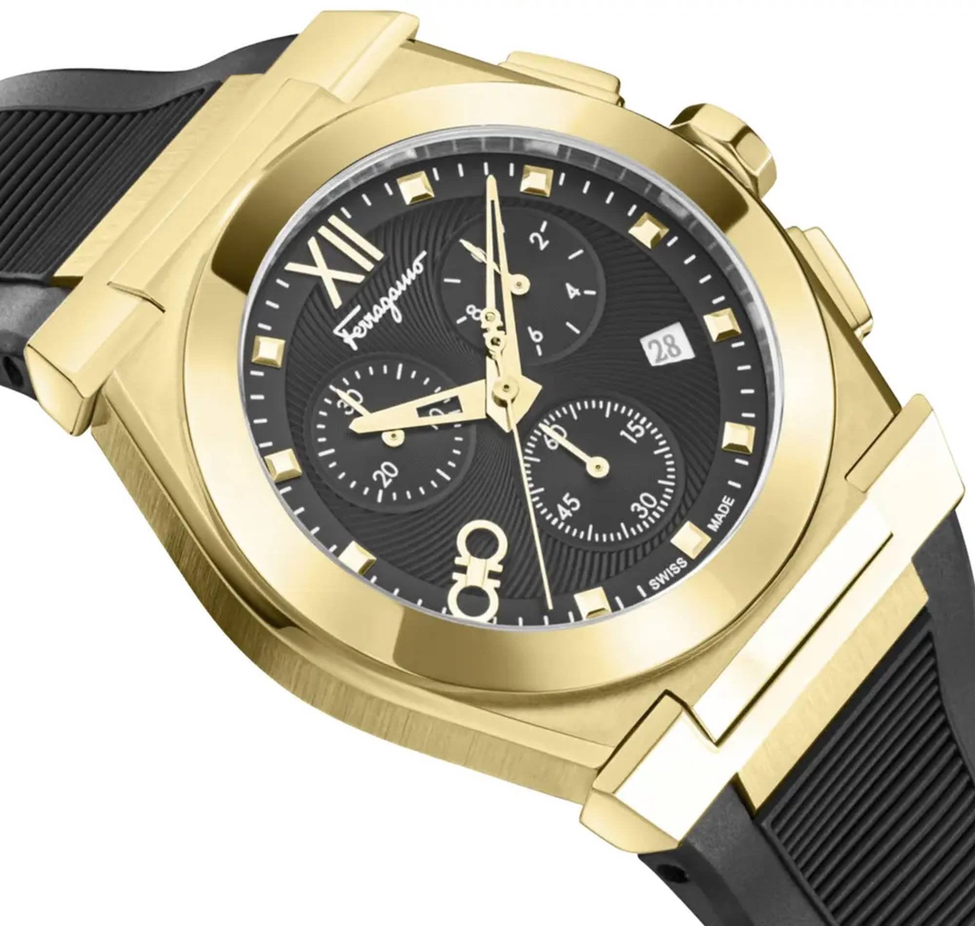 Salvatore Ferragamo Uhr Damen Vega Chrono Schwarz und Gold SF5D00325