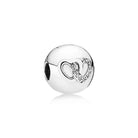Pandora Charm Damen Moments Verbundene Herzen Clip Silber Klar 792150CZ