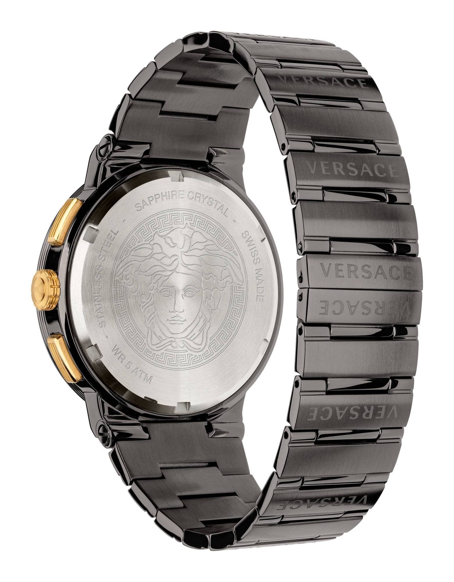 Versace Herrenuhr Chronograph Greca Logo Chrono VEZ900521 Anthrazit