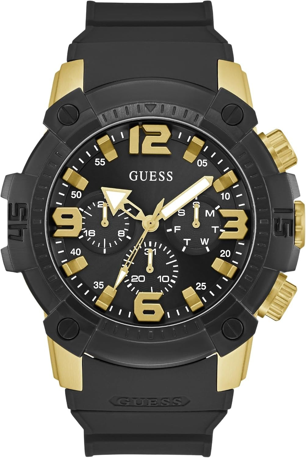Guess Armbanduhr Herren Linebacker Multifunktion Bicolor Schwarz Gold GW0911G3