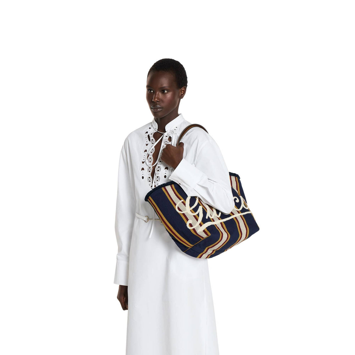 Gucci Tasche Unisex Embroidered Medium Canvas Tote Bag Blau Beige Rot Gelb 818771FAEF88796