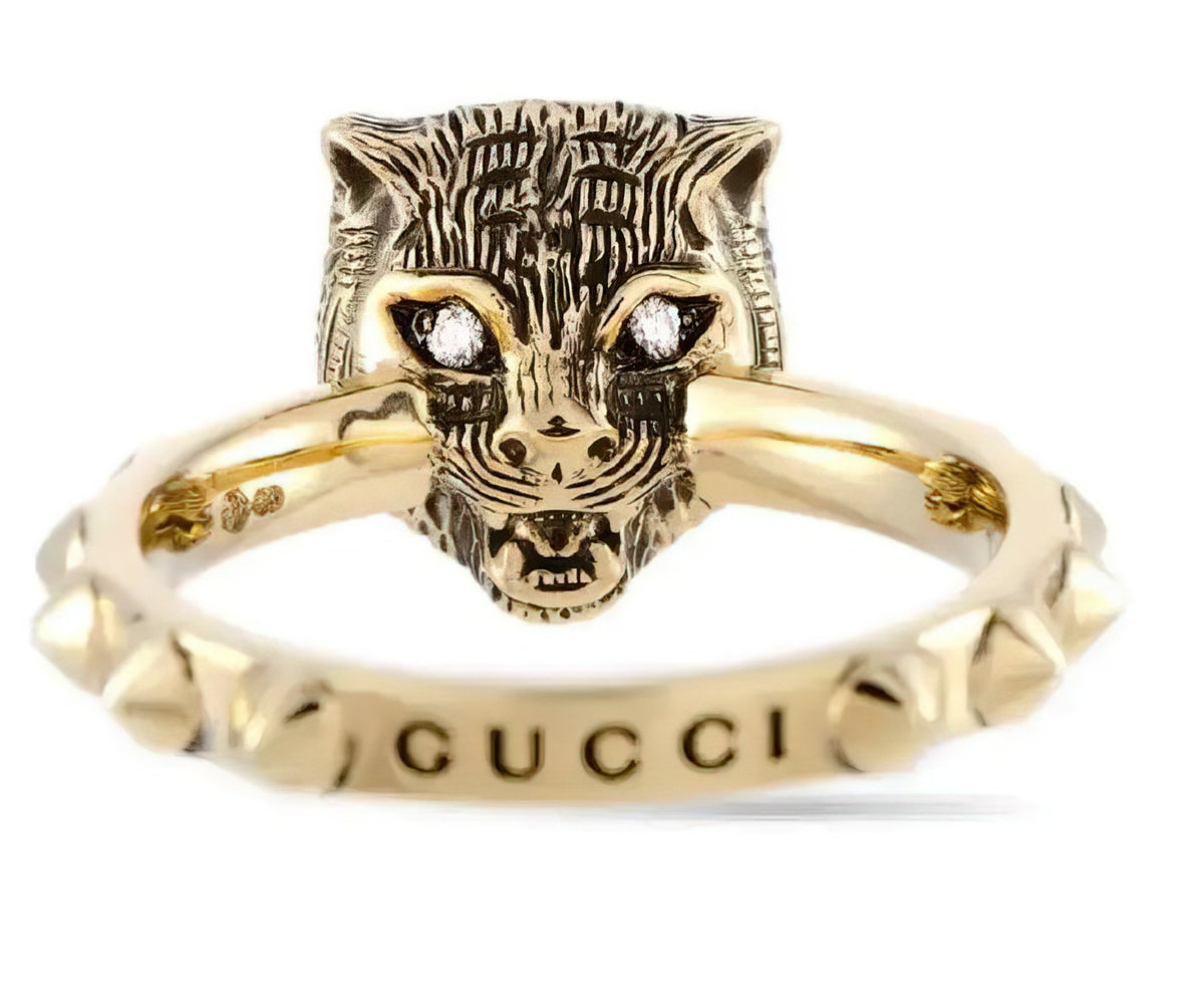 Gucci Ring Unisex Le Marche Des Merveilles Gelbgold Jade YBC502868001