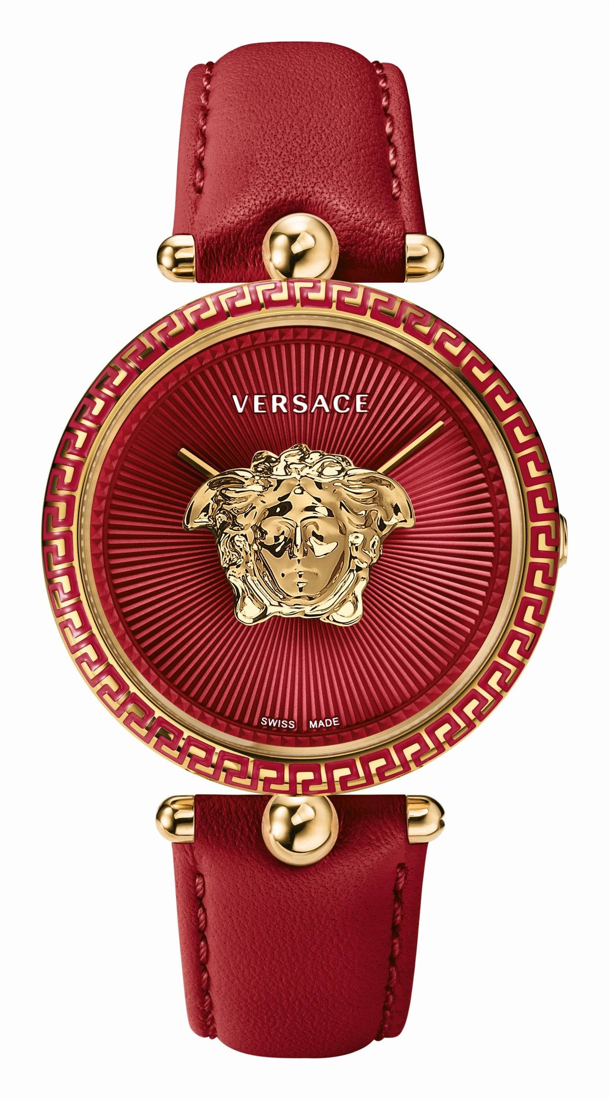 Versace Damenuhr Palazzo Empire Rotes Leder Gold Stahlgehäuse 39mm VCO12 0017