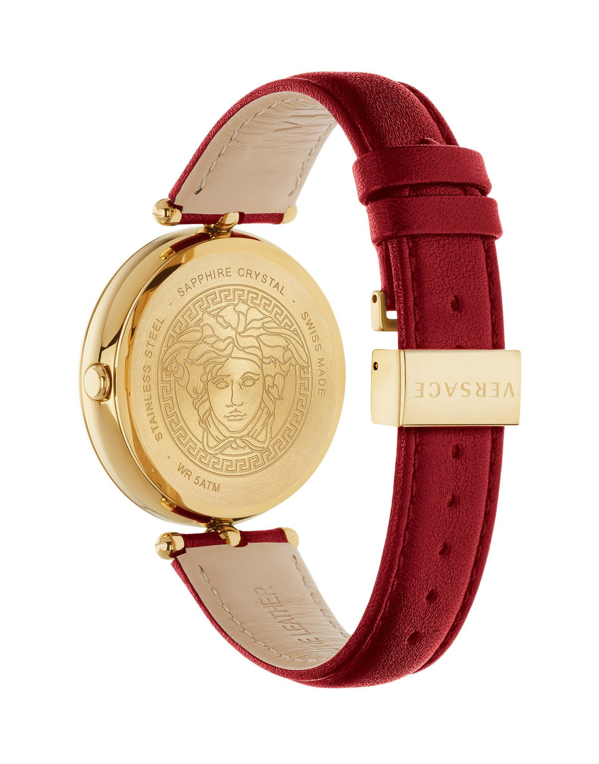 Versace Damenuhr Palazzo Empire Rotes Leder Gold Stahlgehäuse 39mm VCO12 0017