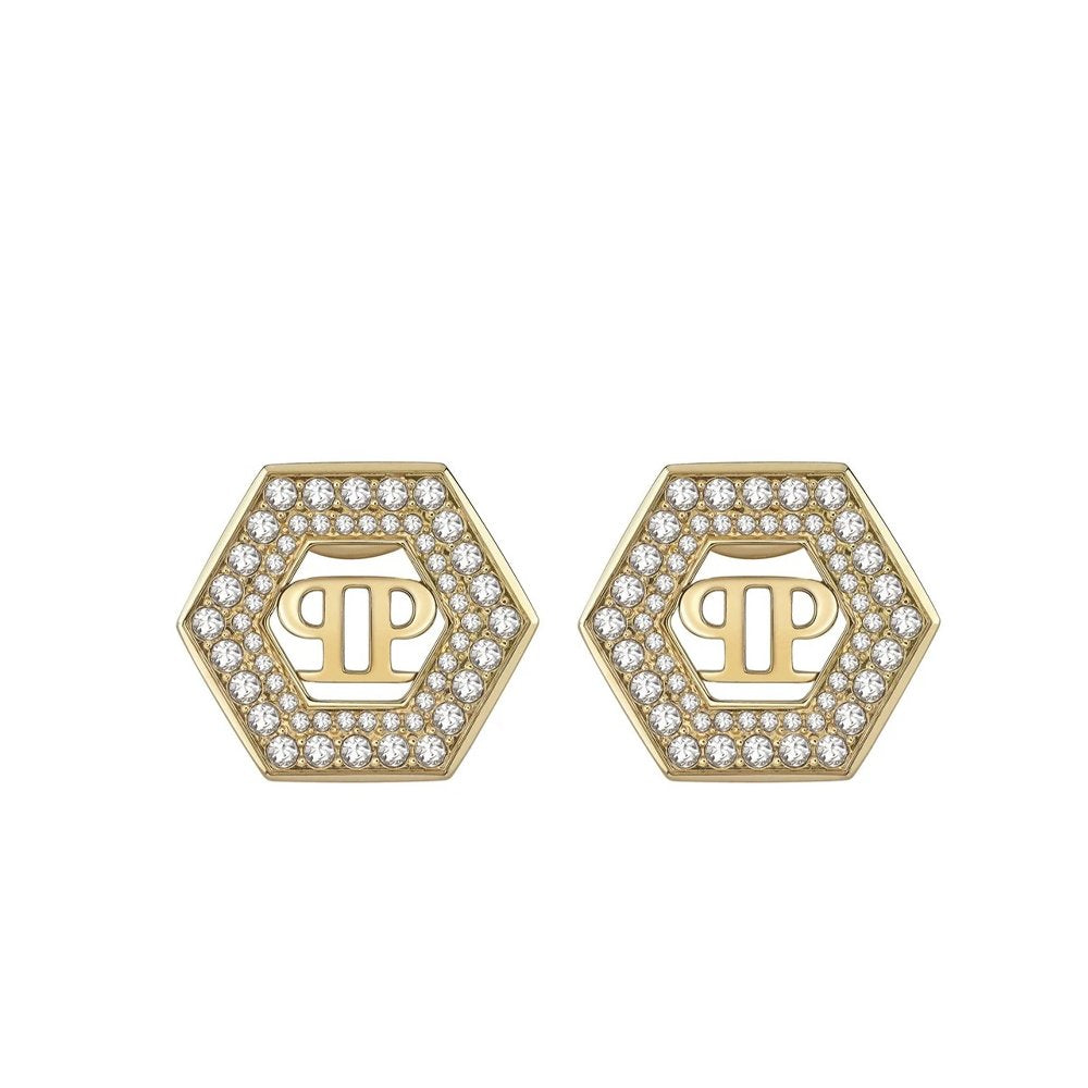 Philipp Plein Damen Ohrringe Ohrstecker PLEIN LEGACY Goldfarben, Weiß PJREA13EU