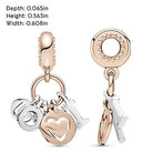 PANDORA I Love You Buchstaben Charm-Anhänger mit Sterling-Silber und 14 Karat rosévergoldete Metalllegierung und Cubic Zirkonia Steinen Moments Collection
