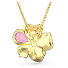Swarovski Damen Halskette Idyllia Anhänger und Brosche Pavé, Blume, Rosa, Goldlegierungsschicht 5652068