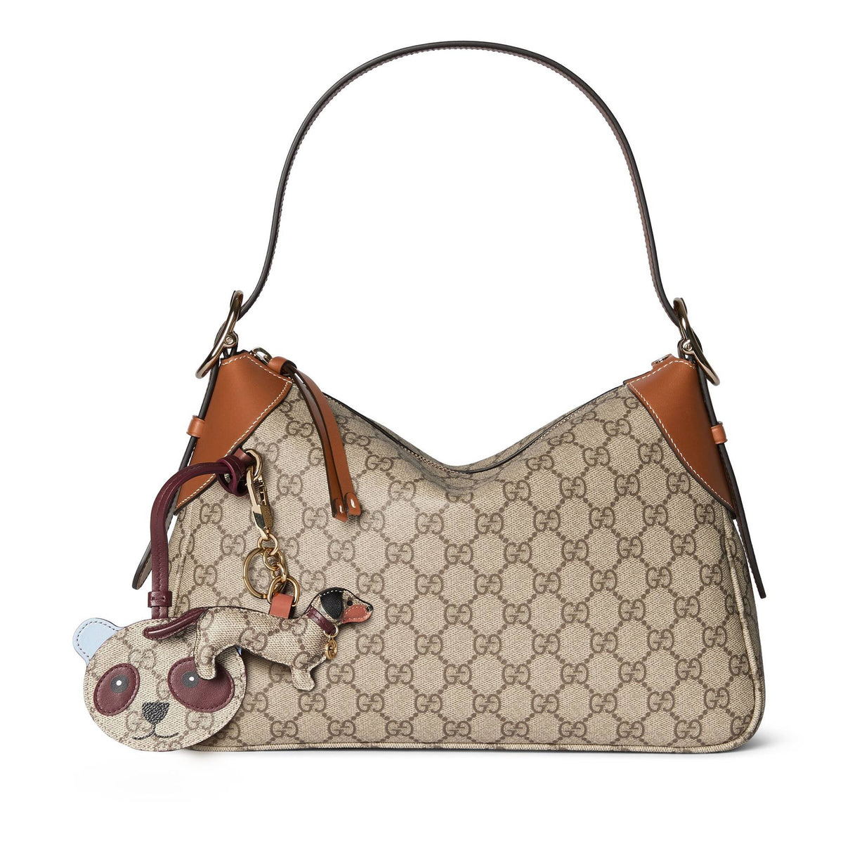 Gucci Schultertasche Damen GG Emblem Medium Shoulder Bag Beige 815216FAD6L9758