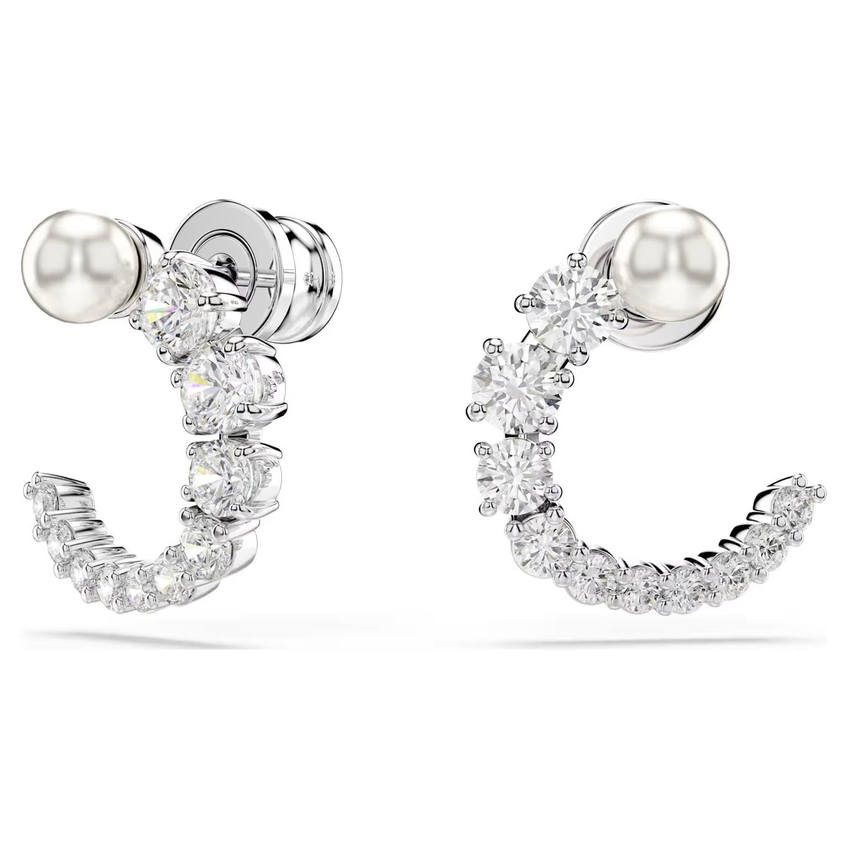 Swarovski Creolen Unisex Matrix Kristallperle Weiß Rhodiniert 5692260