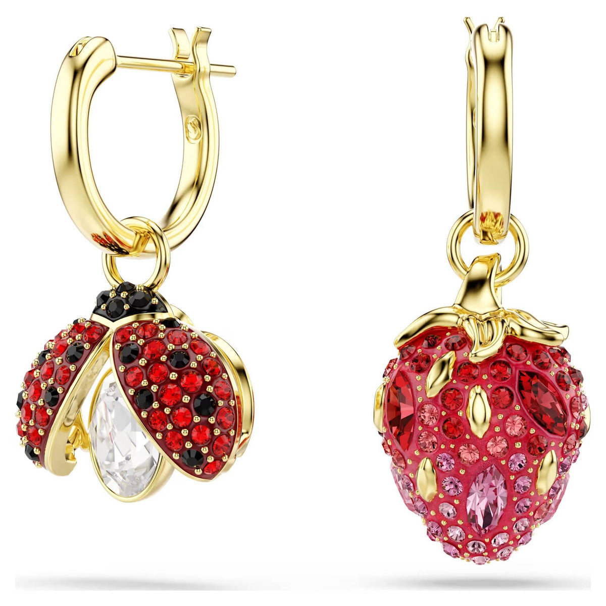 Swarovski Ohrringe Damen Idyllia Drop Ohrhänger Set Marienkäfer Klee Erdbeere Mehrfarbig 5742681